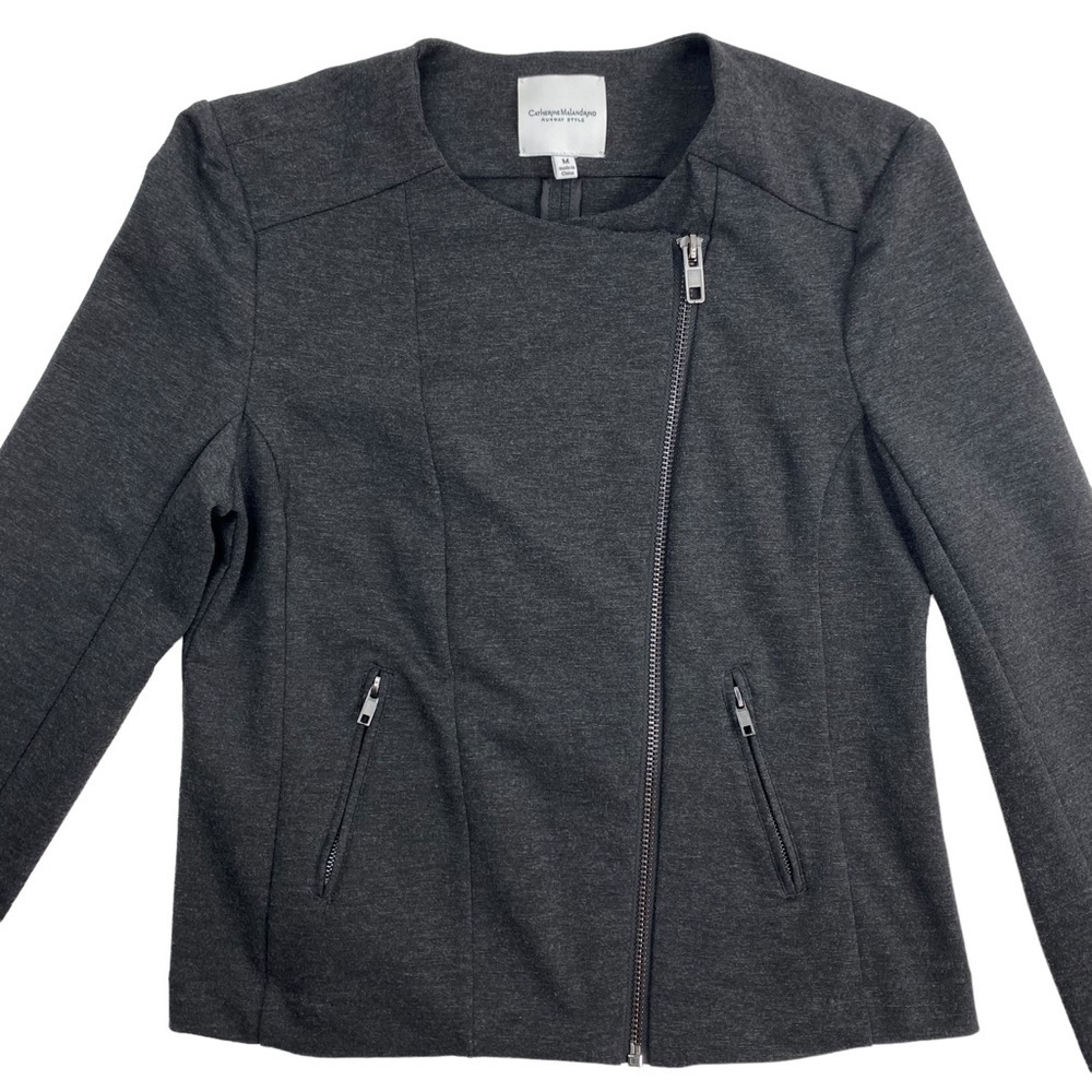 Catherine Malandrino Runway Style Women’s Charcoal Shanfa Moto Jacket EUC Size M - Picture 6 of 14